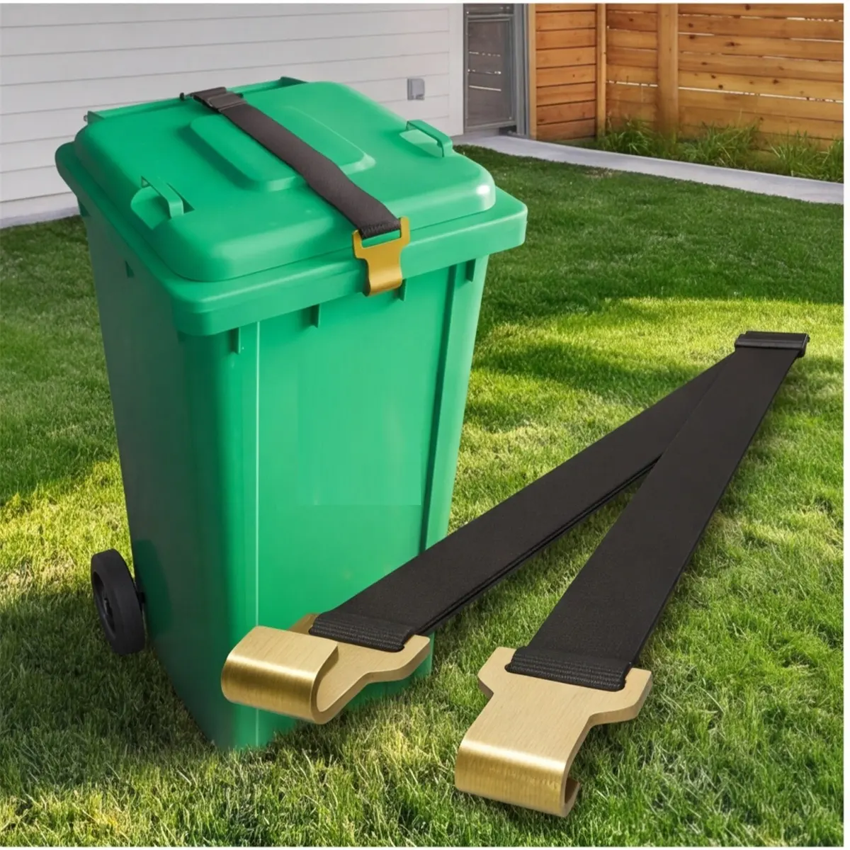 2-Piece Adjustable Strap For Trash Can Lid