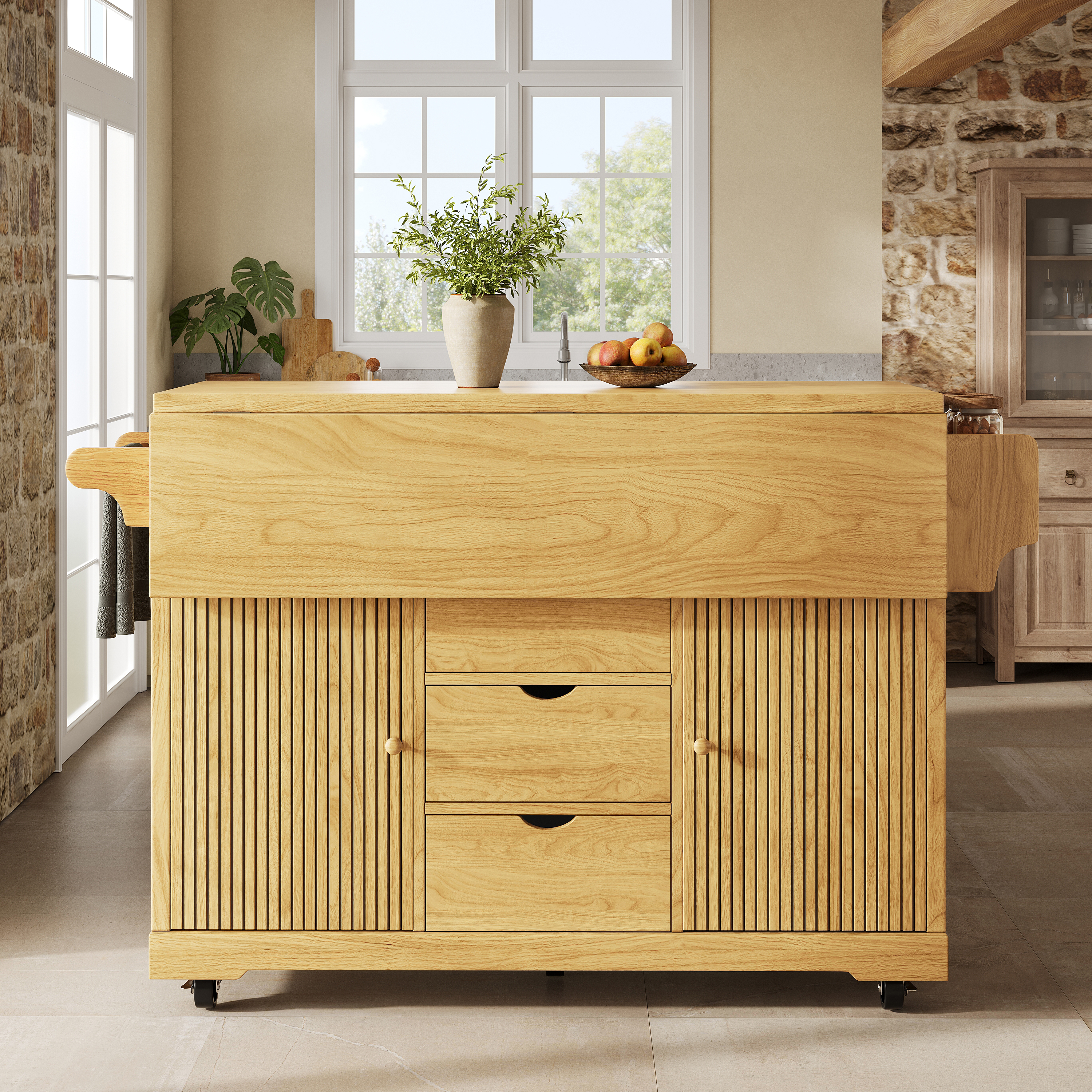 Foldable Serving Trolley, 95 Cm Kitchen With Ergonomic Height, Mobile Rolling — image 4