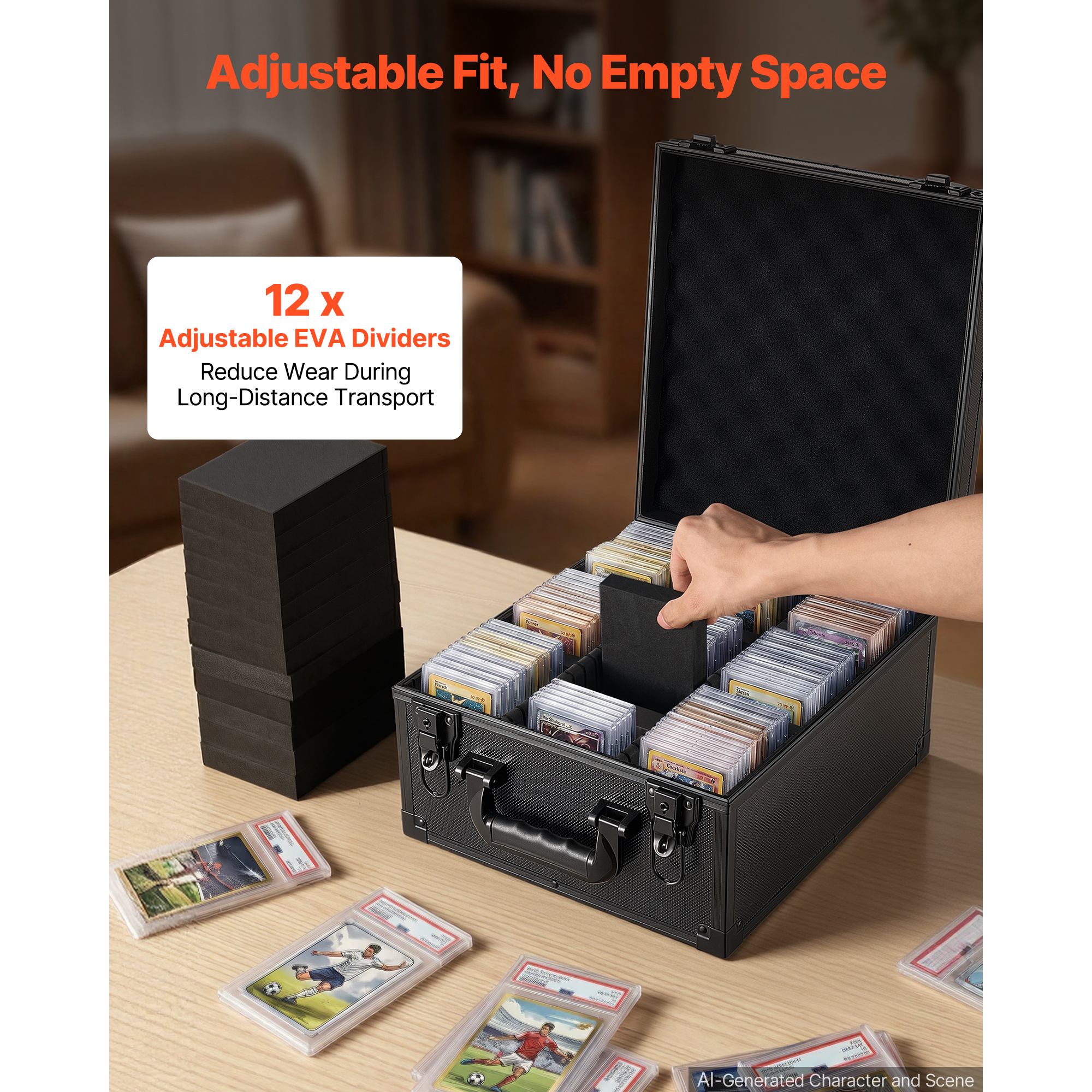 Graded Card Case 3 Row 150 PSA Slab Storage Box With Secure Lock, Baseball Sports Trading Cards Holder Collector With 12 Dividers, Key, Holds 100 SGC 80 BGS 500 Top Loaders & 999+ Loose Cards image 2