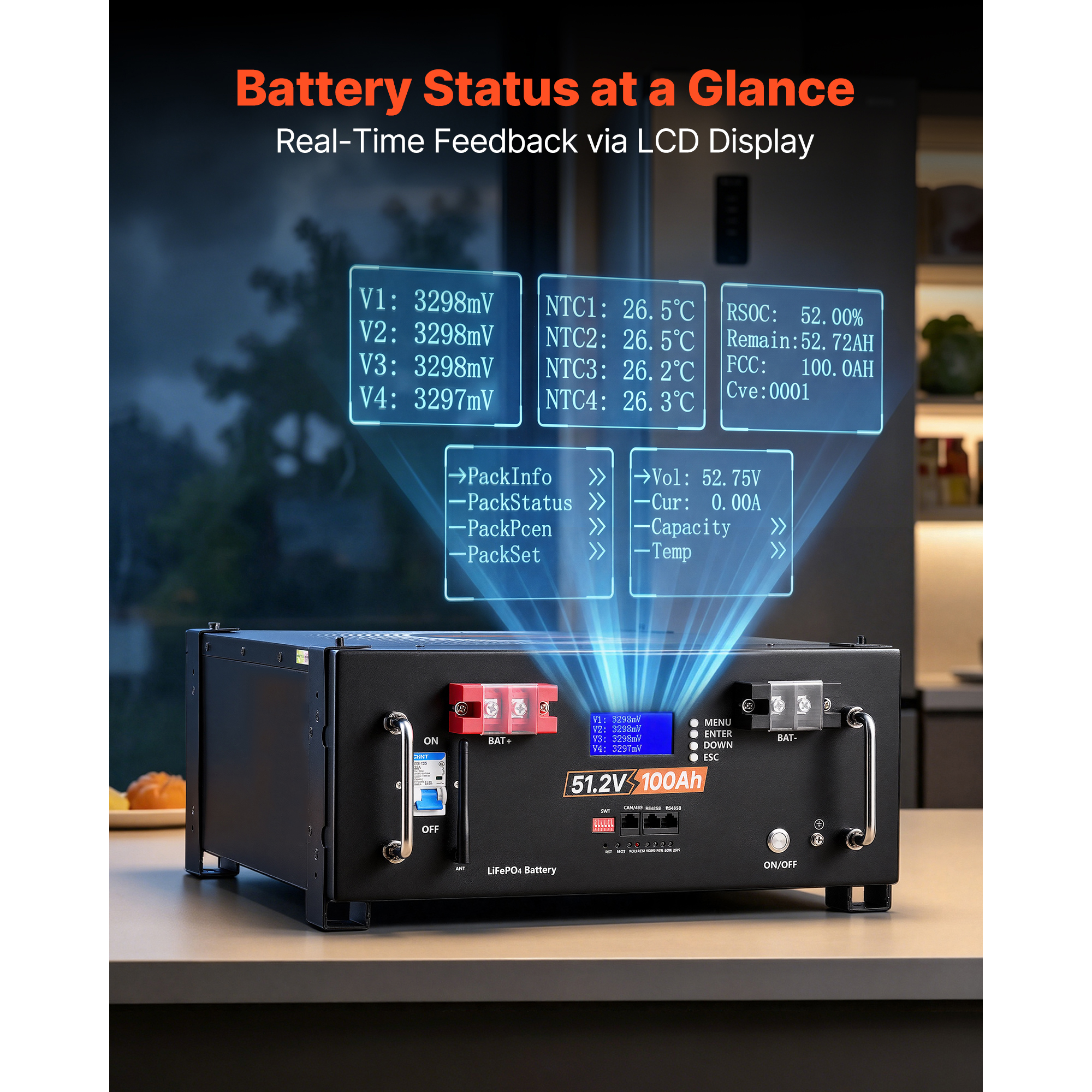 Home Power Station Backup Power, 5120 Wh, Li FePO4 Lithium Battery, Support Communication, Bluetooth And Wi Fi, AC 5000W Inverter, Fast