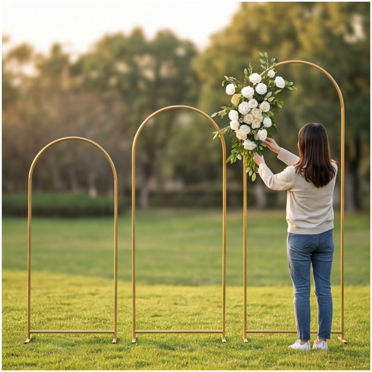 3-Piece Set Of Metal Round Arch Holders In Various Sizes - For Festive Decorations - Party Accessory Set