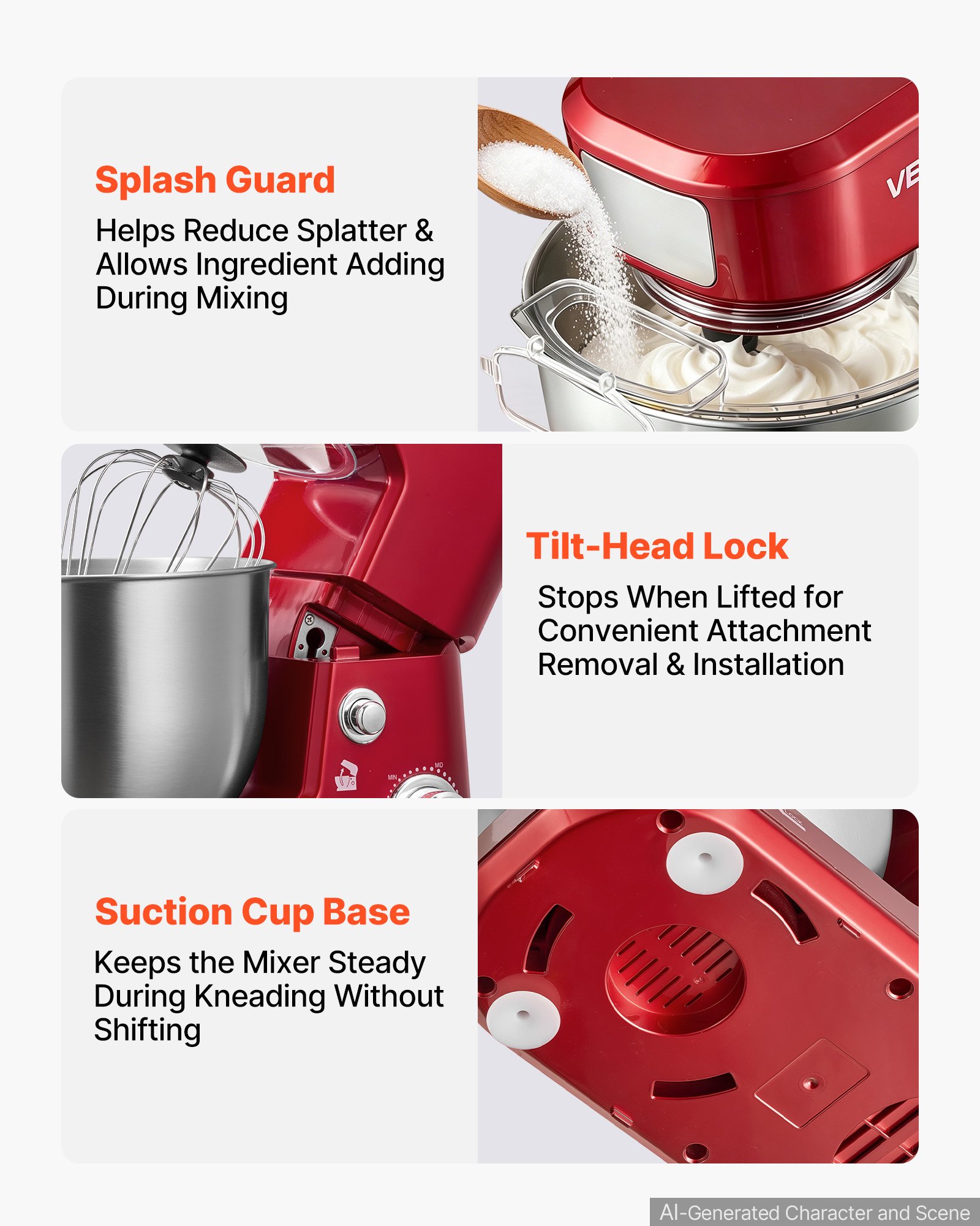 5.3+4.2 Qt Tilt Head Stand Mixer 400W Electric Dough Mixer, 3 Speeds Food Kitchen Mixer With Stainless Steel Bowl, Splash Guard, Dough Hook