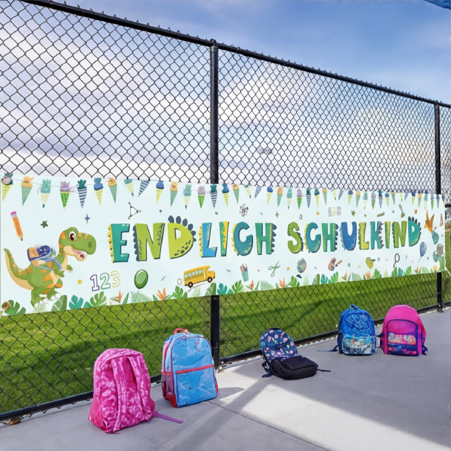 “Finally A Schoolchild Banner In Soothing Blue,” “Cheerful Back-to-School Decor,” “Stylish Banners For First-Graders,” “The Perfect Gift For The First Day Of School”