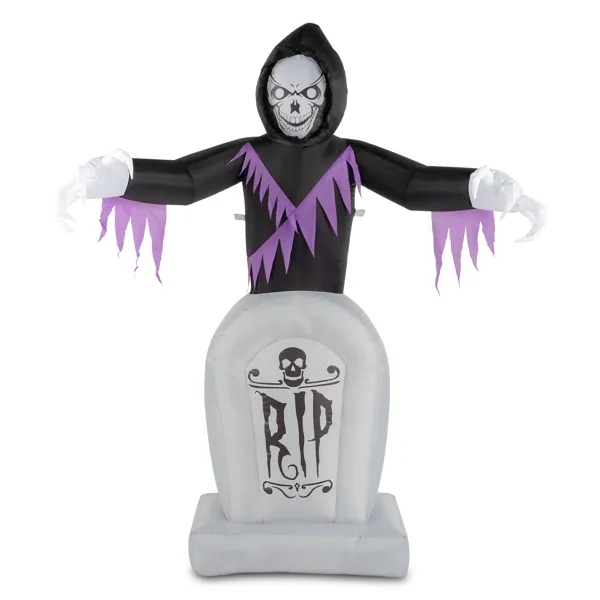 8ft Garden 3pcs LED String Lights Grim Reaper And Grave Inflatable Halloween Decoration