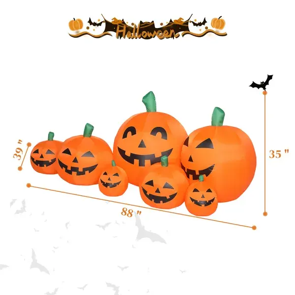 7ft Classic LED String Lights 7pcs Pumpkin