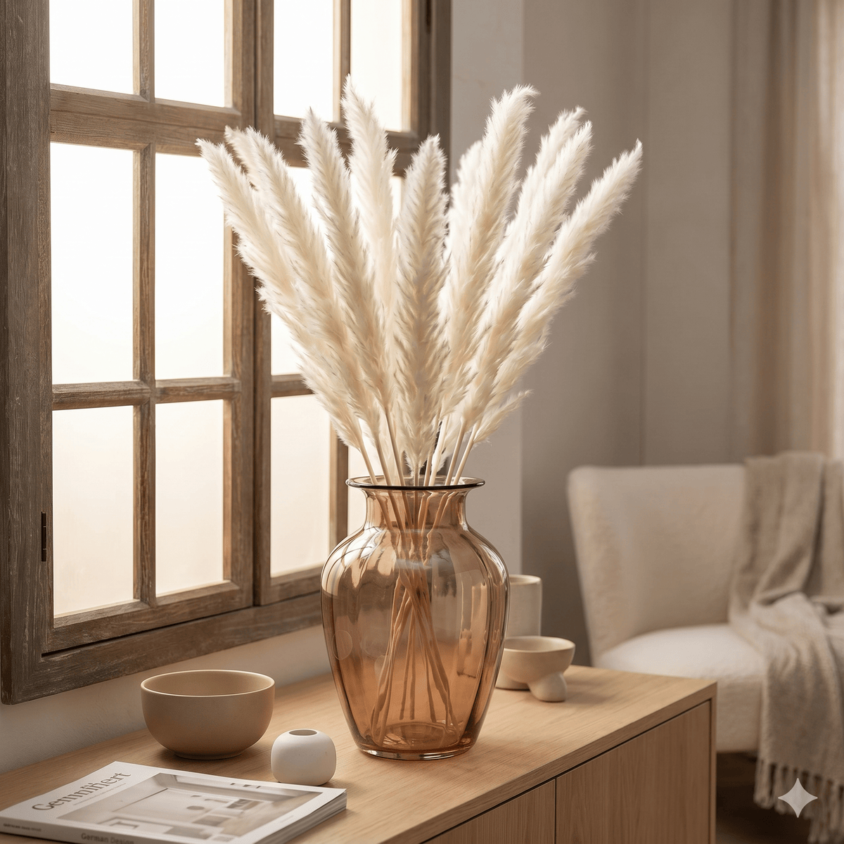 Set Of 20 White Dried Pampas Grass Decorations—Dried Flowers For Interior Decor—Party Accessories Set
