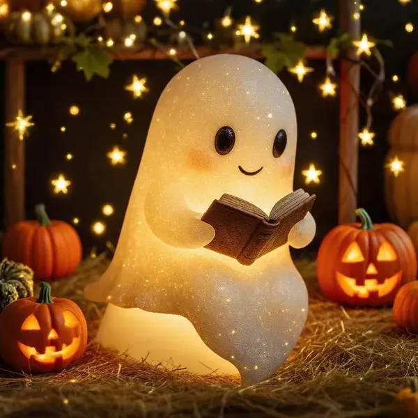 Cute Ghost Reading Book Lamp Halloween Gifts