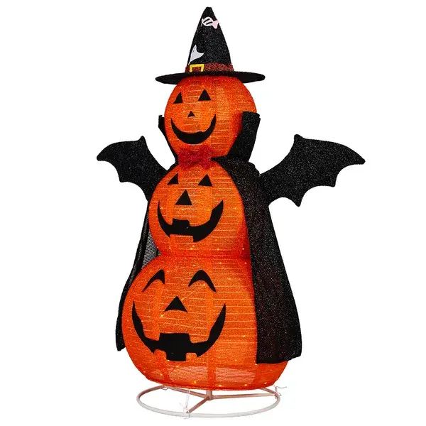 5ft Orange 3-Tier Retractable Fabric Pumpkin Halloween