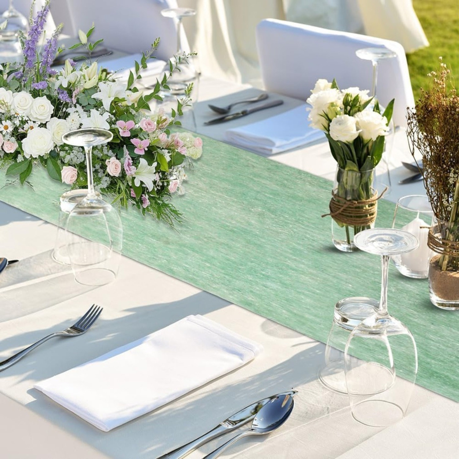 Eucalyptus Green Table Runner Roll