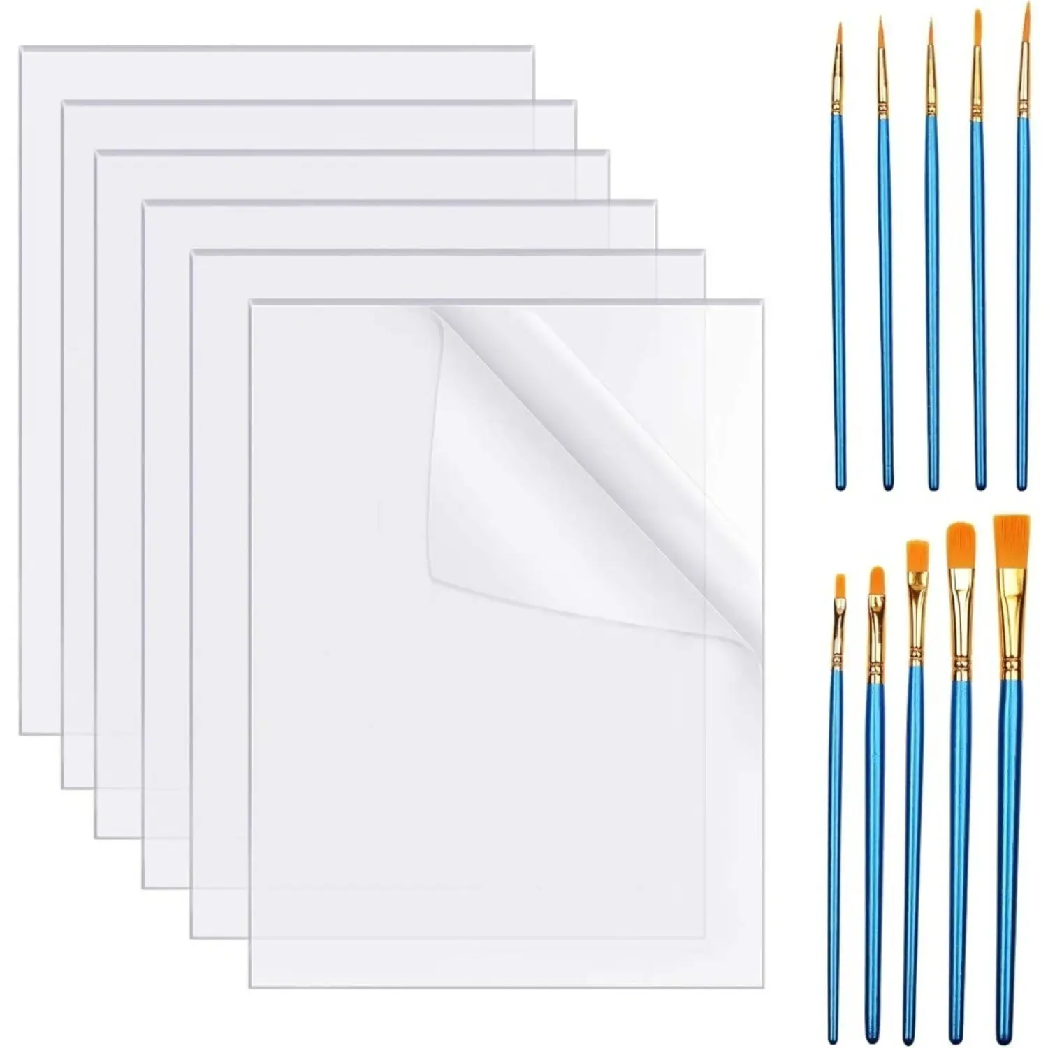 6-piece Transparent Acrylic Set, Sheet, Crystal-clear Organic
