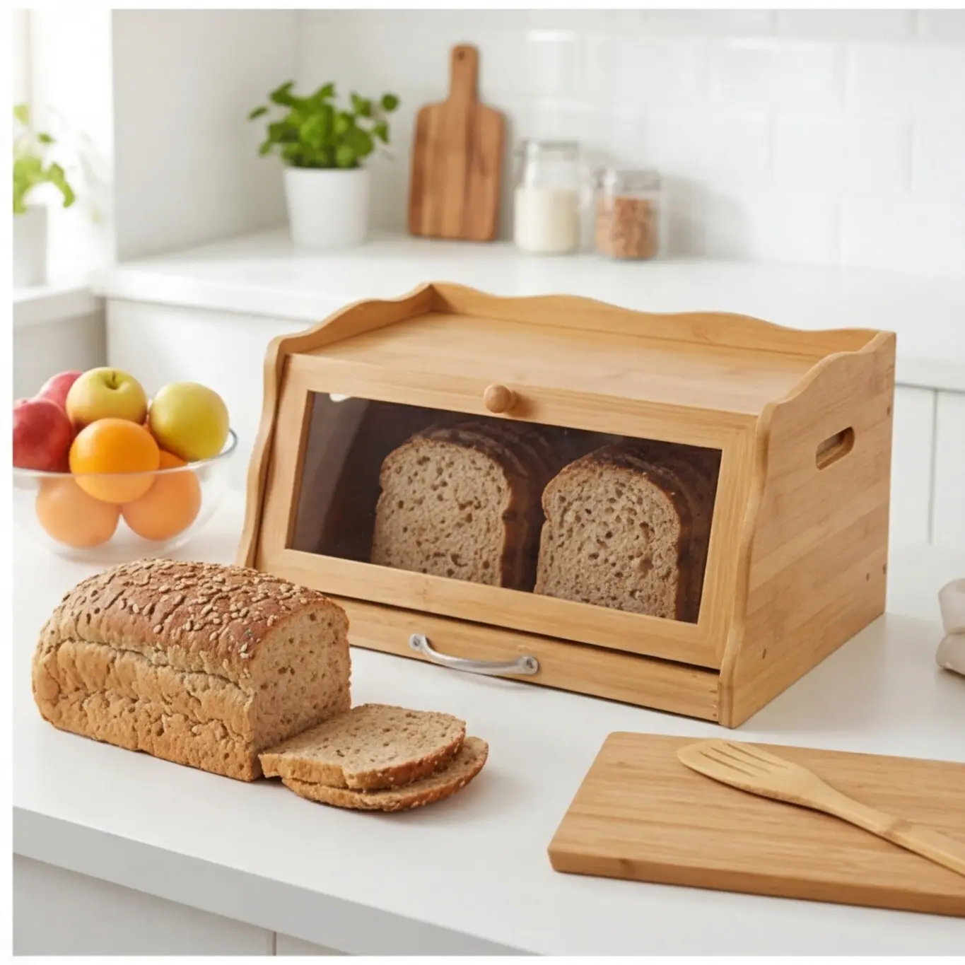 Bamboo Bread Box - Practical Storage Solution