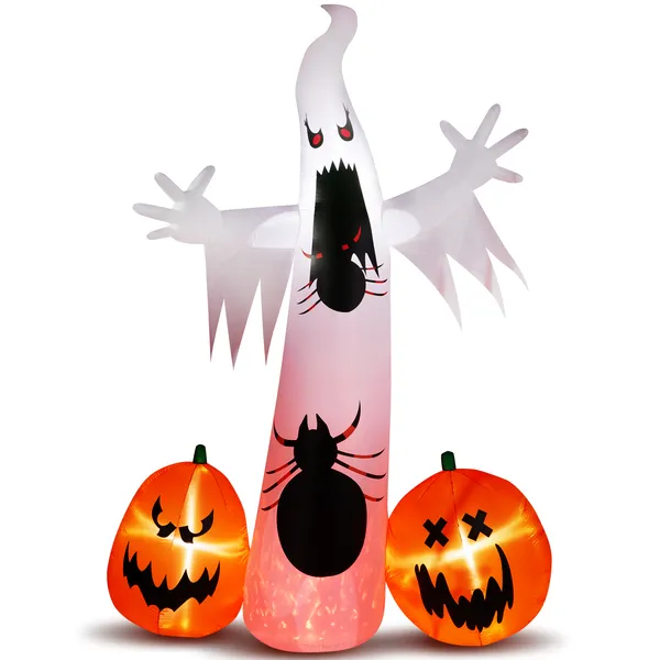 11.8 FT Halloween Inflatables Ghost Spider Pumpkin Outdoor Decorations, Scary Halloween Giant Blow Up Ghost Decorations For Holiday Party