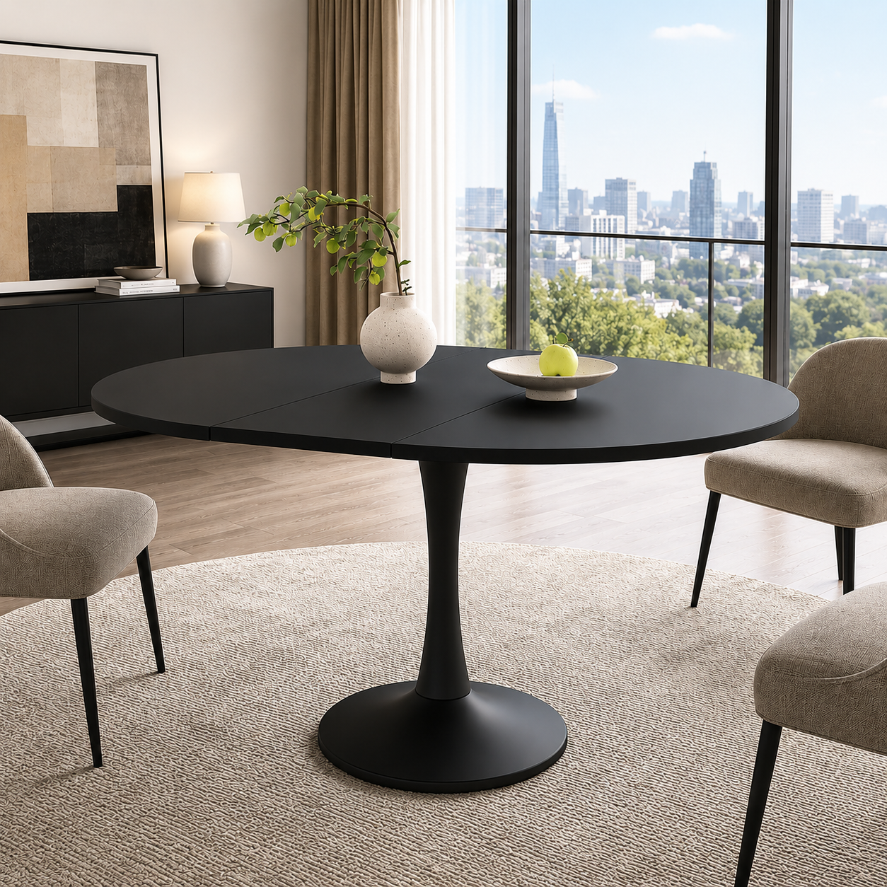 Modern Extendable Oval Dining Table, 1 00-140 X1 00 Cm, Space-Saving Design — image 5