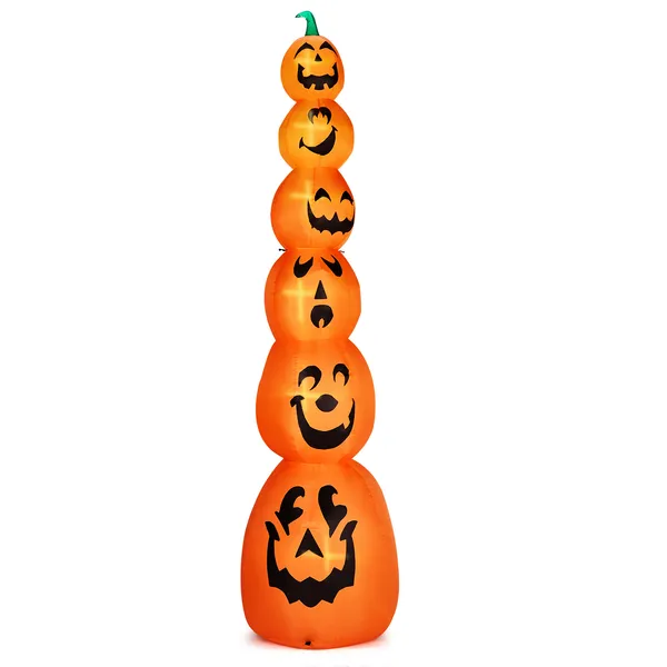 9FT Halloween Inflatable Stacked Pumpkins, Blow Up 6 Pumpkins Inflatable With Built-in LED Lights Outdoor Decorations Large Party Yard