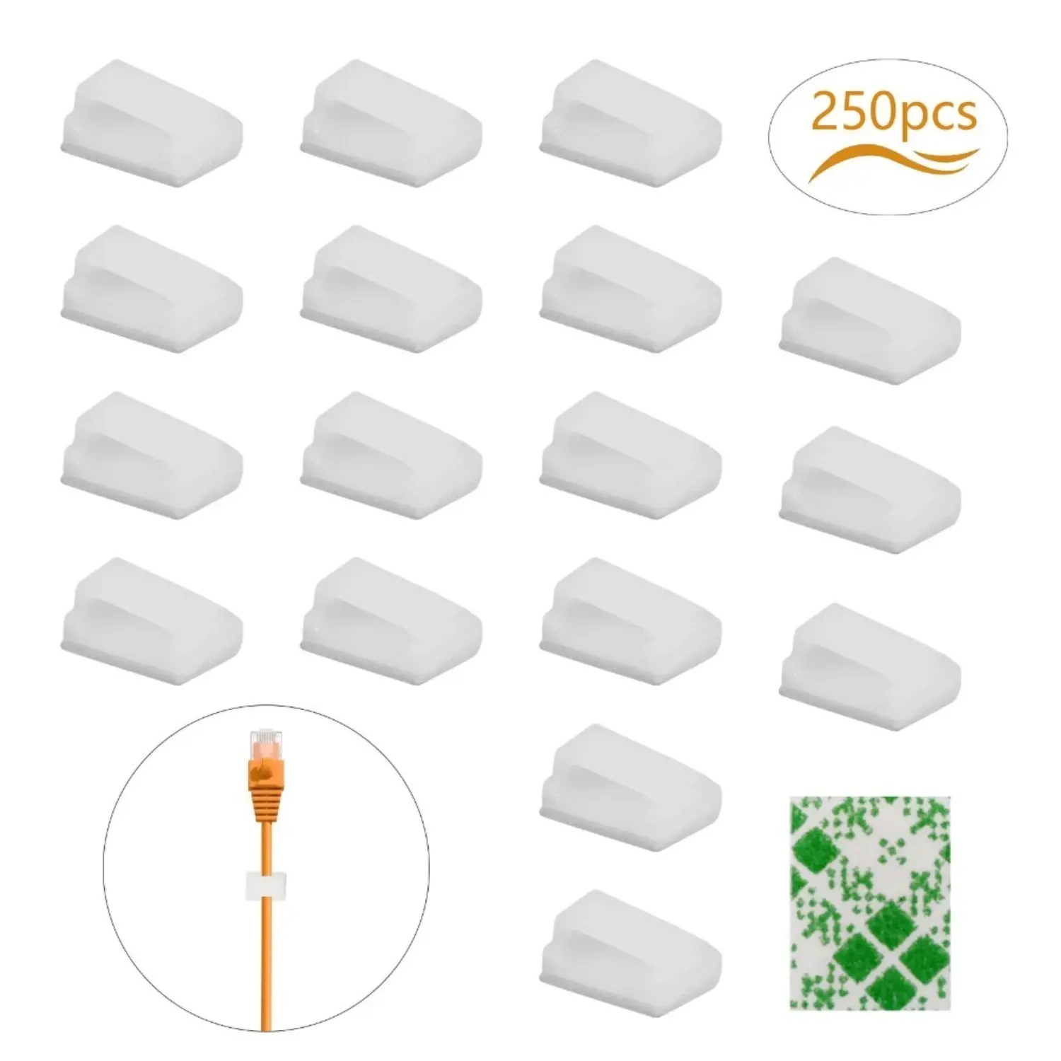 White Cable Clamps, Self-Adhesive Outdoor Light Holder