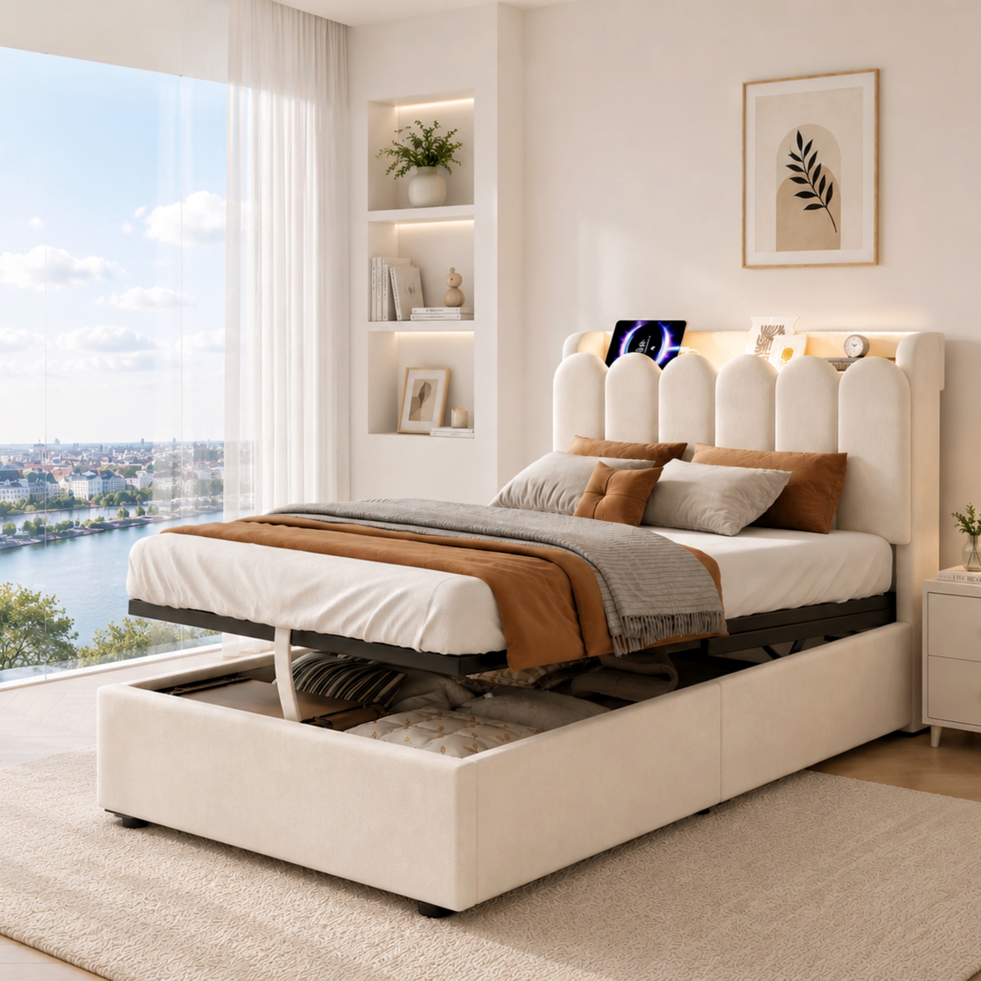 3FT Single Ottoman Bed Frame 90 X 190 Cm, Upholstered With Hydraulic Lift-Up — image 3