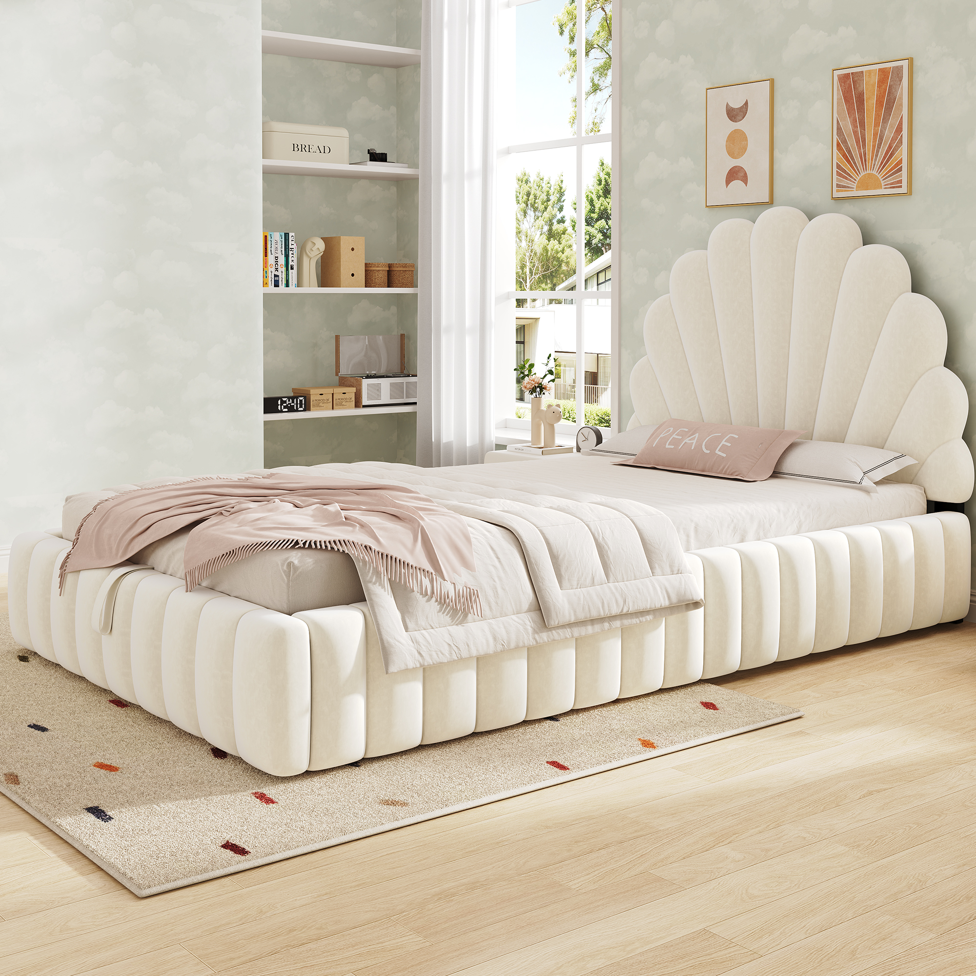 3FT Single Ottoman Storage Bed Frame 90 X 190cm, Princess With Shell-Shaped — image 3