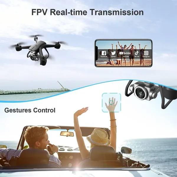 4DRC V14 RC Drone WIFI FPV 4K HD Wide Angle Dual Camera Quadcopter Portable With Bag ,2 Batteries Drone For… - 5