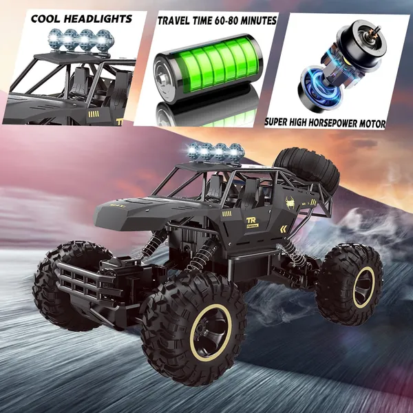1:12 Scale 4WD RC Rock Crawler – High-Speed Off-Road Monster Truck with Dual Batteries for Kids & Outdoor Adventure