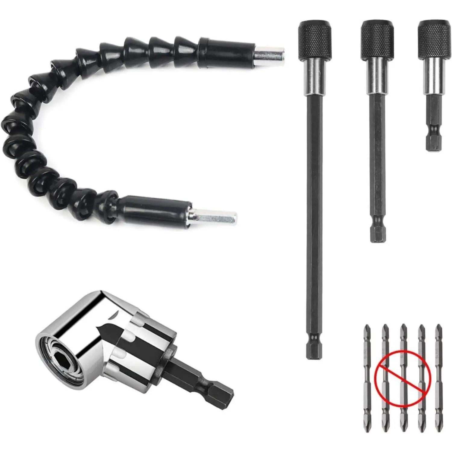Magnetic Drill Extension Set, 3-Piece, 60 Mm