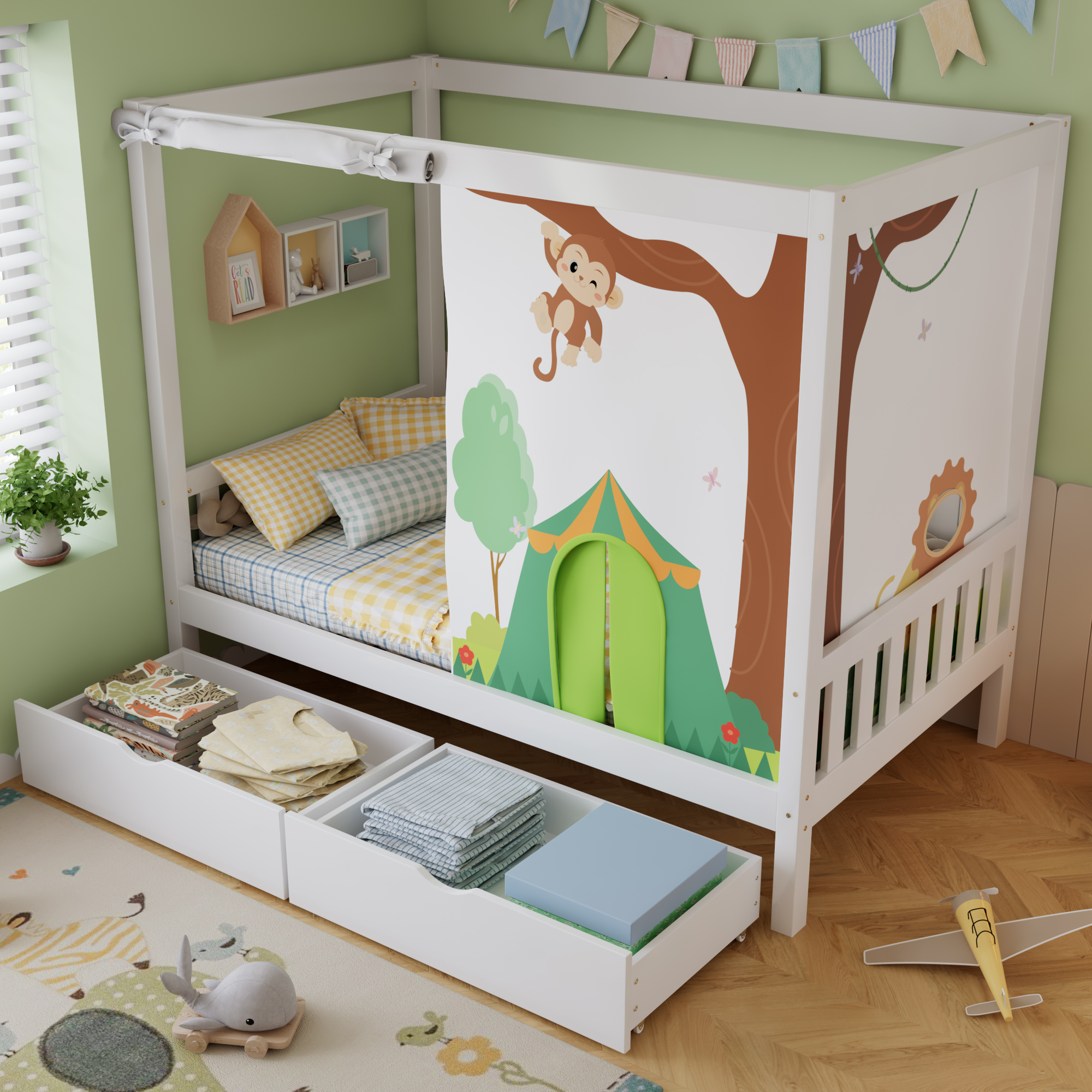 Wooden Bed Frame 3ft Single 90x190cm MDF for Adults Teenagers Children — image 3