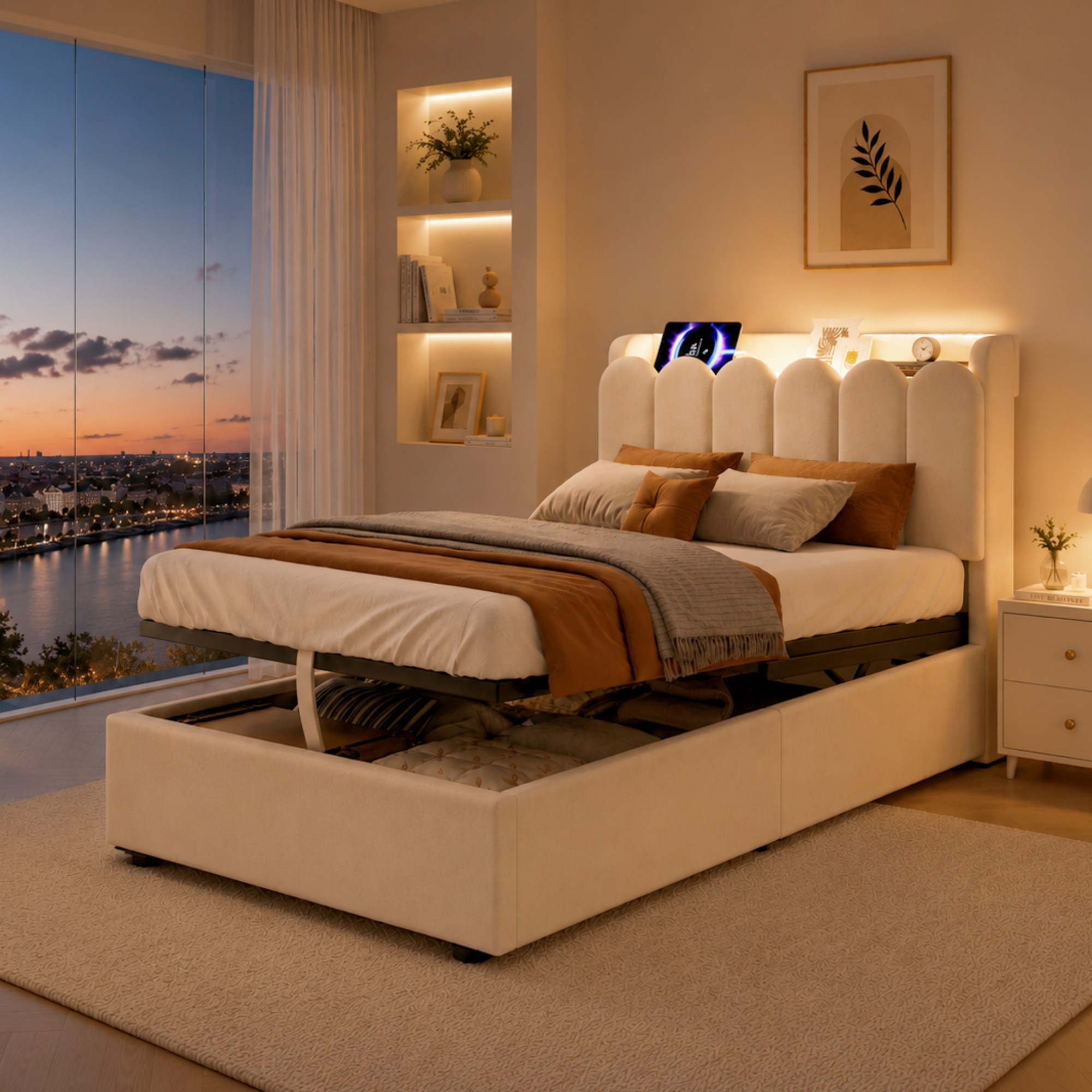 3FT Single Ottoman Bed Frame 90 X 190 Cm, Upholstered With Hydraulic Lift-Up — image 4