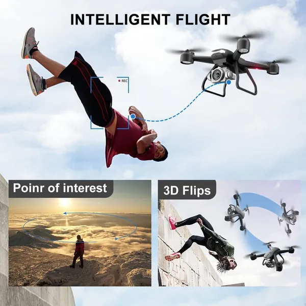 4DRC V14 RC Drone WIFI FPV 4K HD Wide Angle Dual Camera Quadcopter Portable With Bag ,2 Batteries Drone For… - 4
