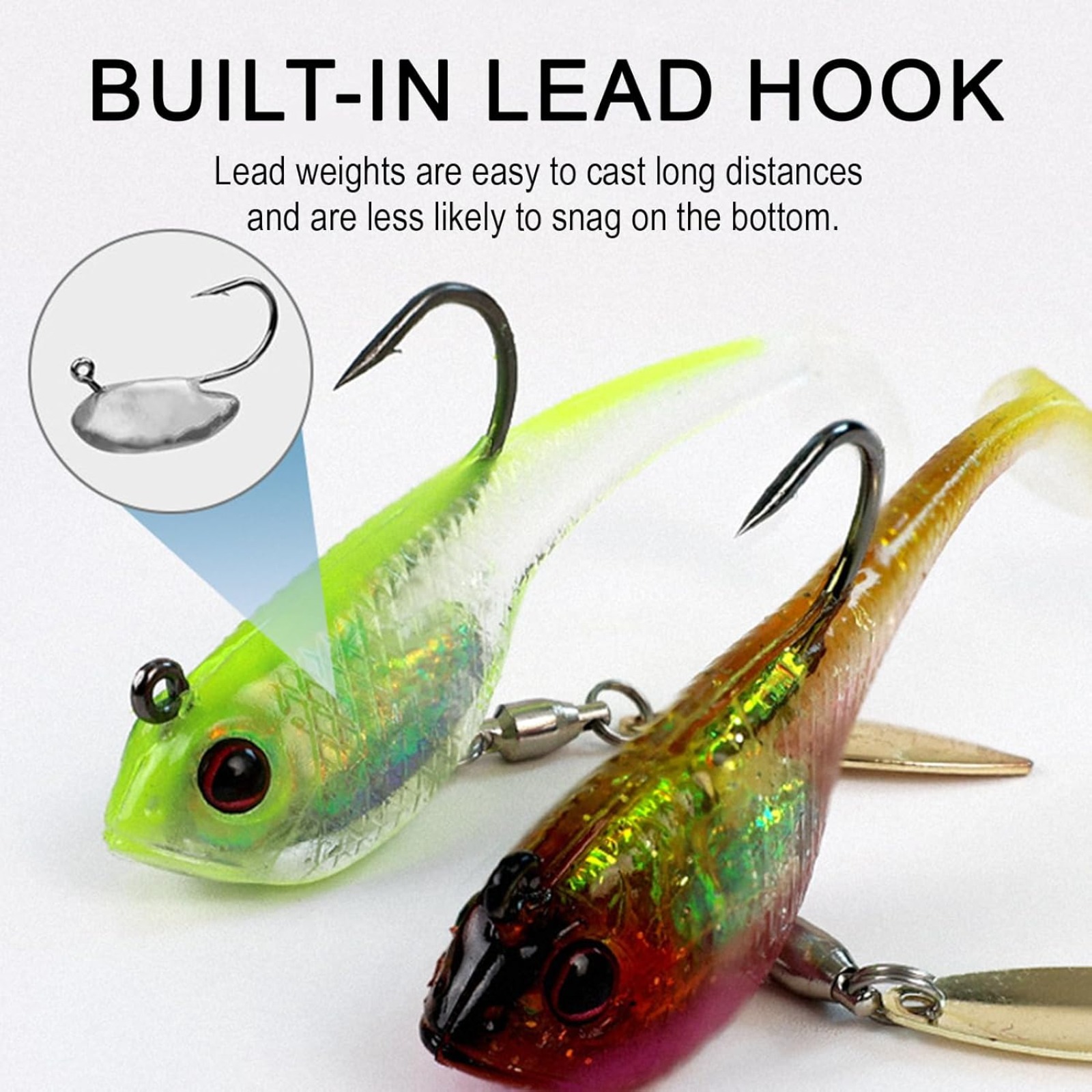 6-piece Soft Bait Set, Soft Baits With A Spinning Blade, Suitable For Freshwater And Saltwater Fishing, For Catching Perch And Trout.