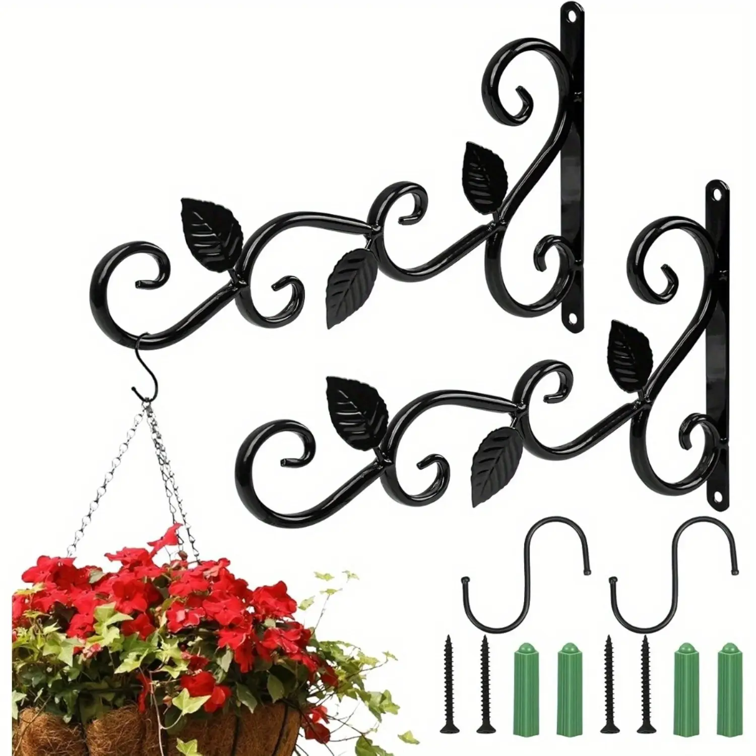 Set Of 4 Metal Hanging Basket Holders