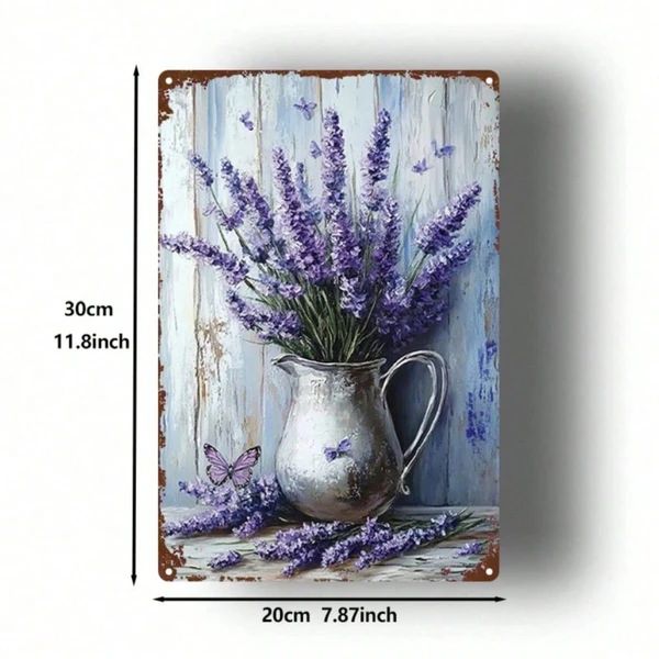 CIFbuy Vintage Lavender Butterfly 2D Metal Wall Art, French Country Farmhouse De view 2