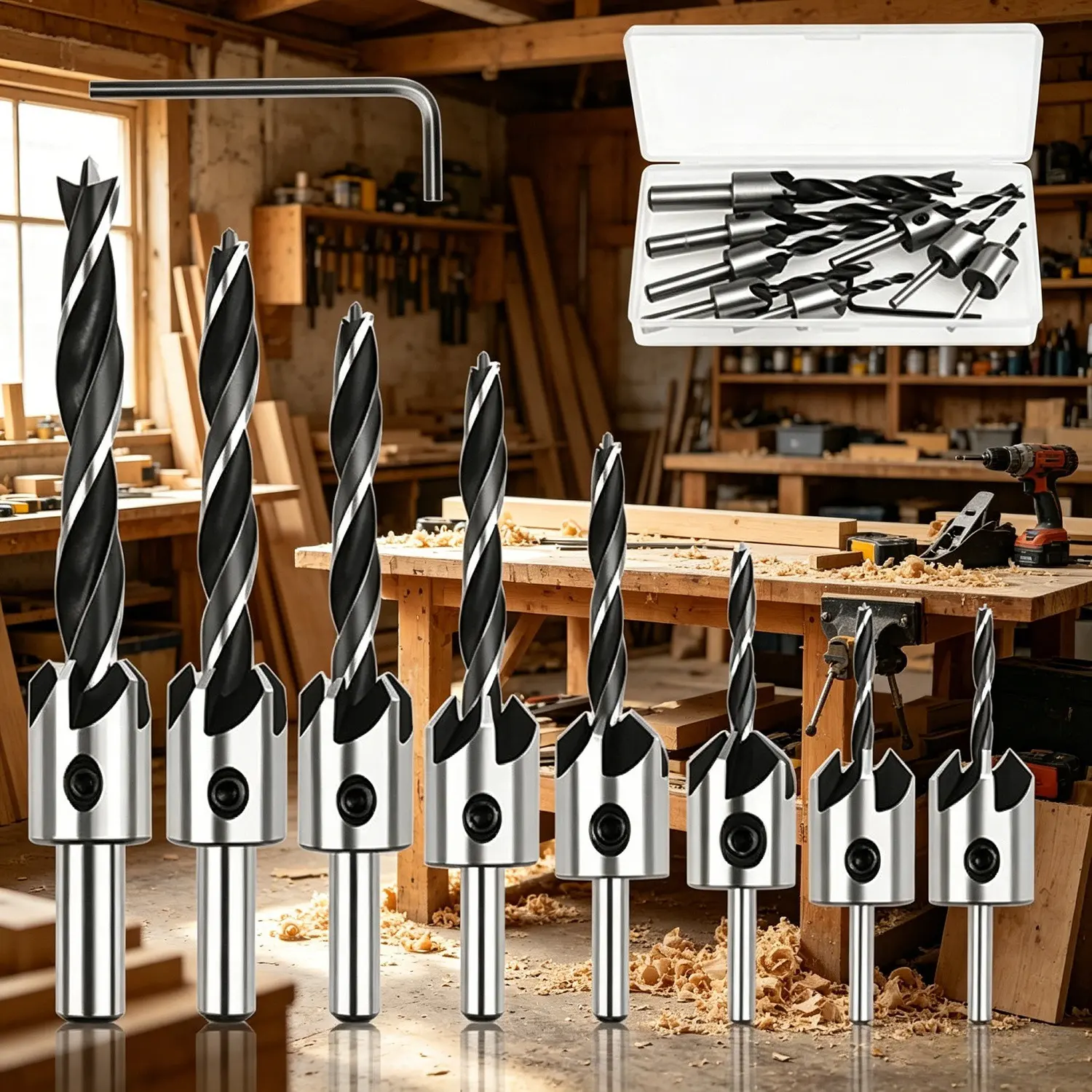 9-piece Wood Drill Bit Set In