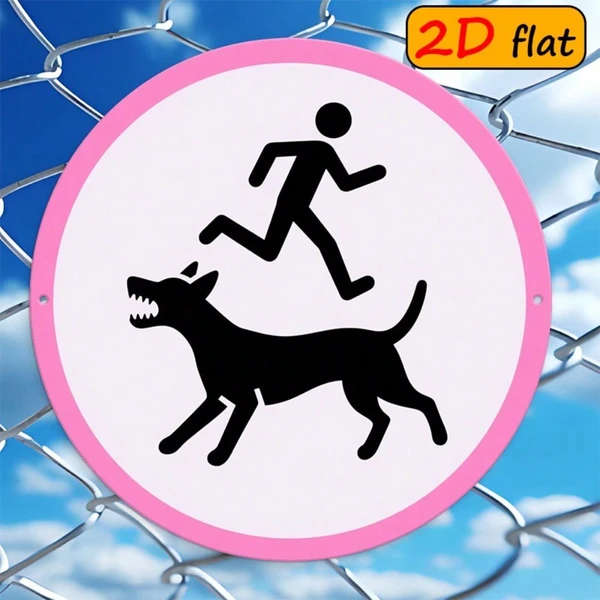 CIFbuy 2D Flat Round Aluminum Sign, "" Round Aluminum Sign, Sign, Snarling Dog & Running Figure Outdoor PlaqueTikTok, Temu Self-pickup Logiaqics