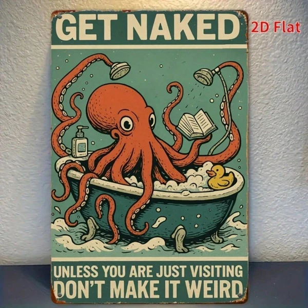 CIFbuy Vintage Octopus Bathtub Metal Sign 8x12 Inch, Rustic 2D Flat Iron Wall Art, Waterproof Farmhouse Bathroom Decor Hanging Plaque O TikTok, TikTok, Rt Self-pickup Logiopics