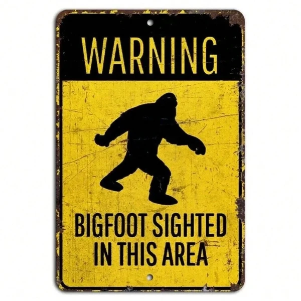 CIFbuy Rustic Warning Bigfoot Sighted Area Sign Funny Sasquatch Decor (Tik Tok, Temu Pick-up Service)