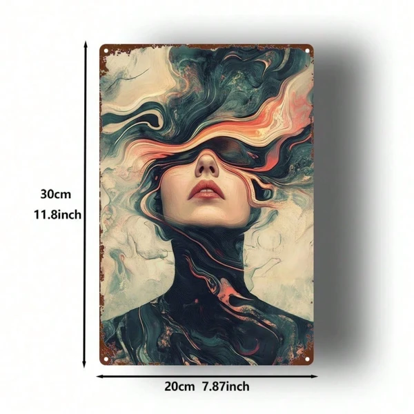 CIFbuy Abstract Woman Drowning Metal Sign 8x12 In, Farmhouse Bathroom Wall Decor view 2