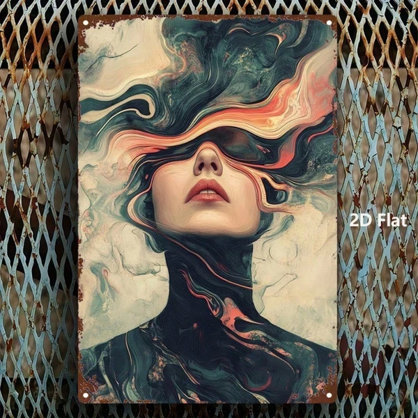 CIFbuy Abstract Woman Drowning Metal Sign 8x12 In, Farmhouse Bathroom Wall Decor