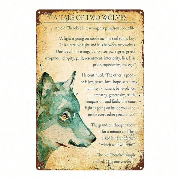 CIFbuy Vintage Wolf Wisdom Metal Tin Sign 8x12 Inch, Antique Farmhouse Wall Decor For Home Kitchen Cafe Bar Garage, Classic 2D Flat Ret TikTok, TikTok, Decor Self-pickup Logiopics