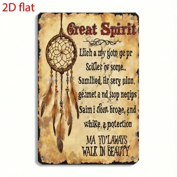 CIFbuy Retro Dream Catcher Wall Decor, 2D Flat Metal Art Plaque With Inspirational Poem, Spiritual Rustic Home Decoration Tik Tok, Tik Tok