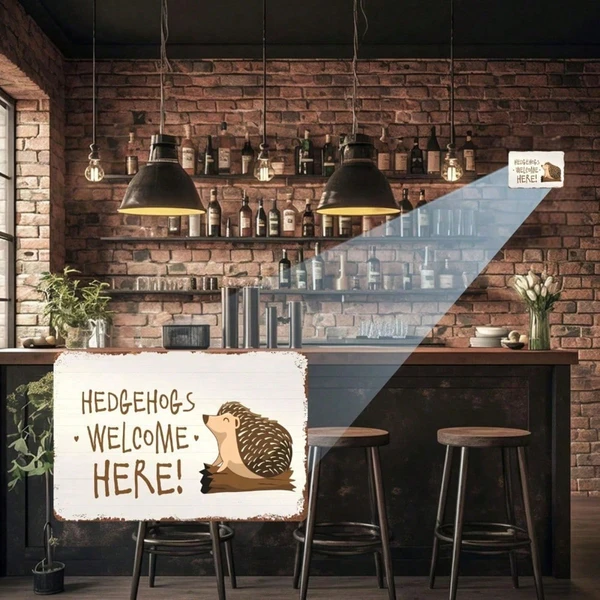 CIFbuy Hedgehog Welcome Sign, Animal Yard Decor, Weather Resistant Distressed Finish, Distressed Finish, Easy Mount Porch G Rustiik Tok