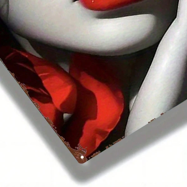 CIFbuy 1pc Red Lips Rose Metal Sign 8x12 Inch, Vintage Printed Tin Plaque Iron W