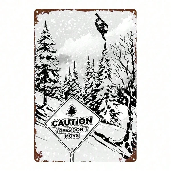 CIFbuy 1pc 2D Flat Metal Sign Freeride Snowboard Plaque, Sturdy Metal Wall Art For Bars Bedrooms Restaurants Kitchens Home Decor, 8x12 Tik