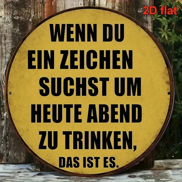 CIFbuy 1pc 8x8 Inch Round French Aluminum Sign, Vintage Drinking Bar Decor Plaque, German Language Metal Wall Art For Kitchen Restauran TikTok, TikTok, Self-pickup Logiopics