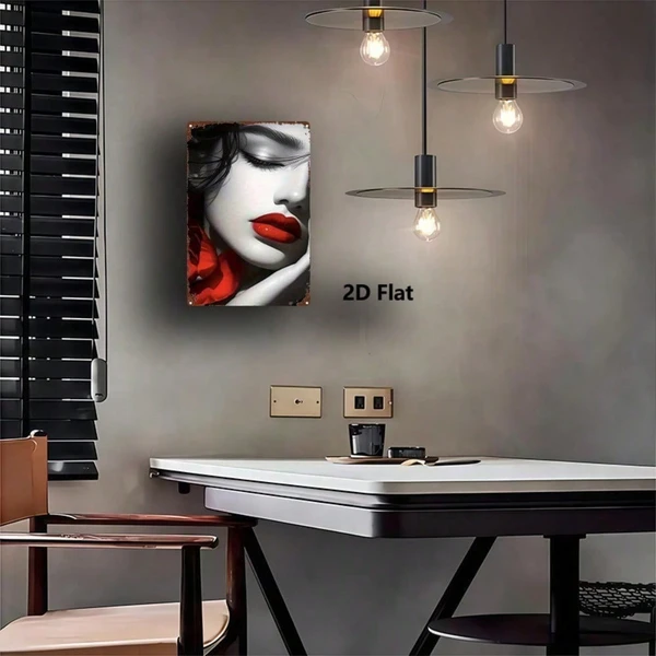 CIFbuy 1pc Red Lips Rose Metal Sign 8x12 Inch, Vintage Printed Tin Plaque Iron W view 3