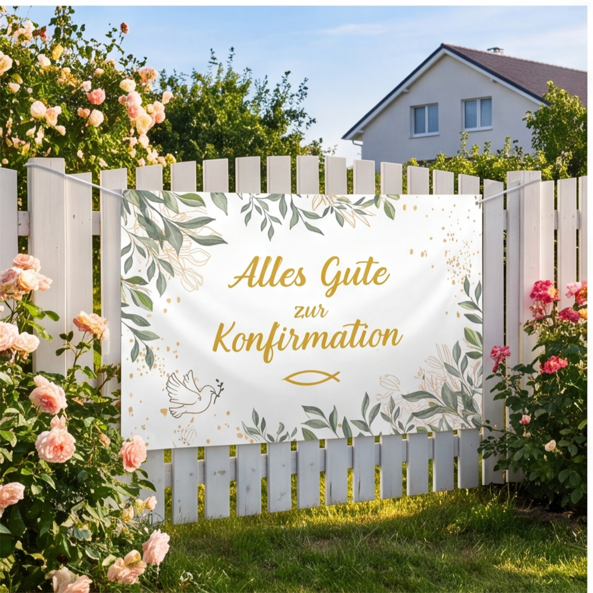 “Happy Confirmation” Banner, 90x180 Cm Decoration For A Confirmation Celebration