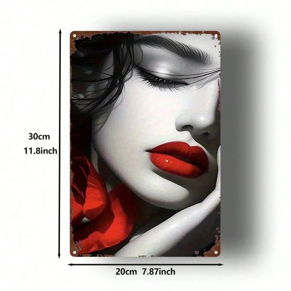 CIFbuy 1pc Red Lips Rose Metal Sign 8x12 Inch, Vintage Printed Tin Plaque Iron W view 5
