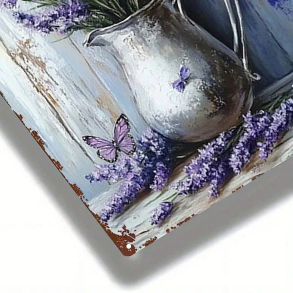 CIFbuy Vintage Lavender Butterfly 2D Metal Wall Art, French Country Farmhouse De view 4