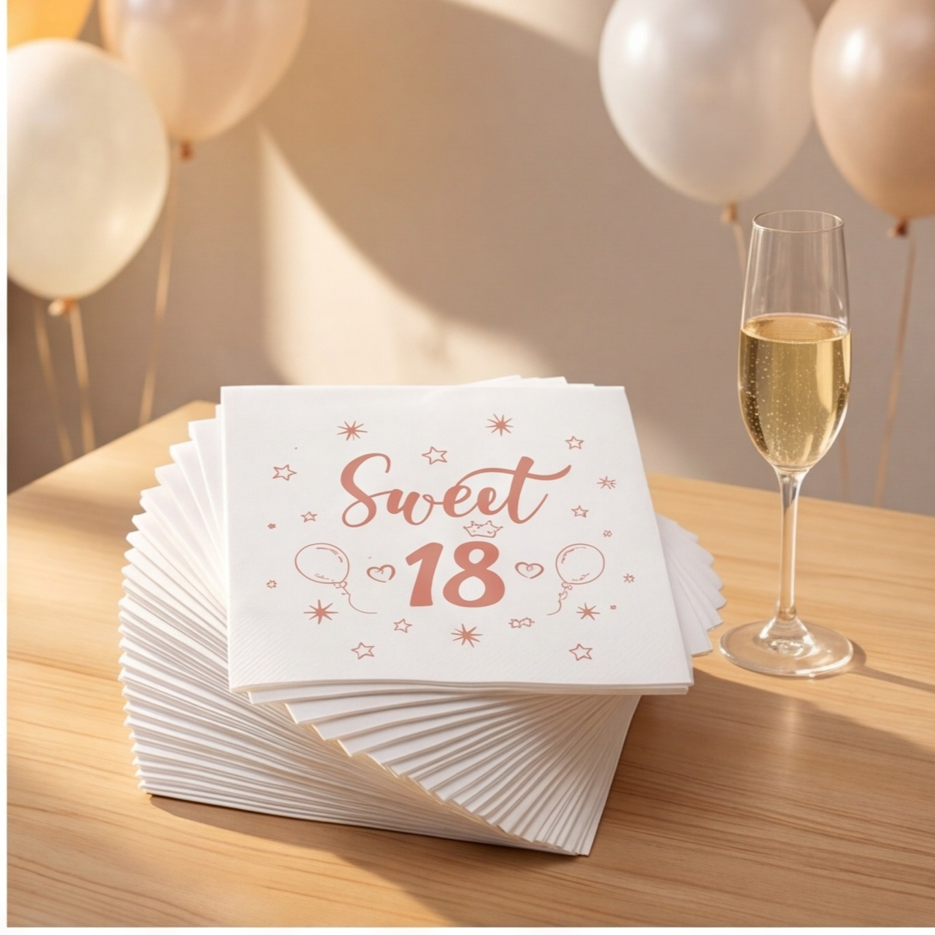 40-Pack Of Pink 18th Birthday Napkins For Teens, Parties, And Celebrations—Party Supplies Set