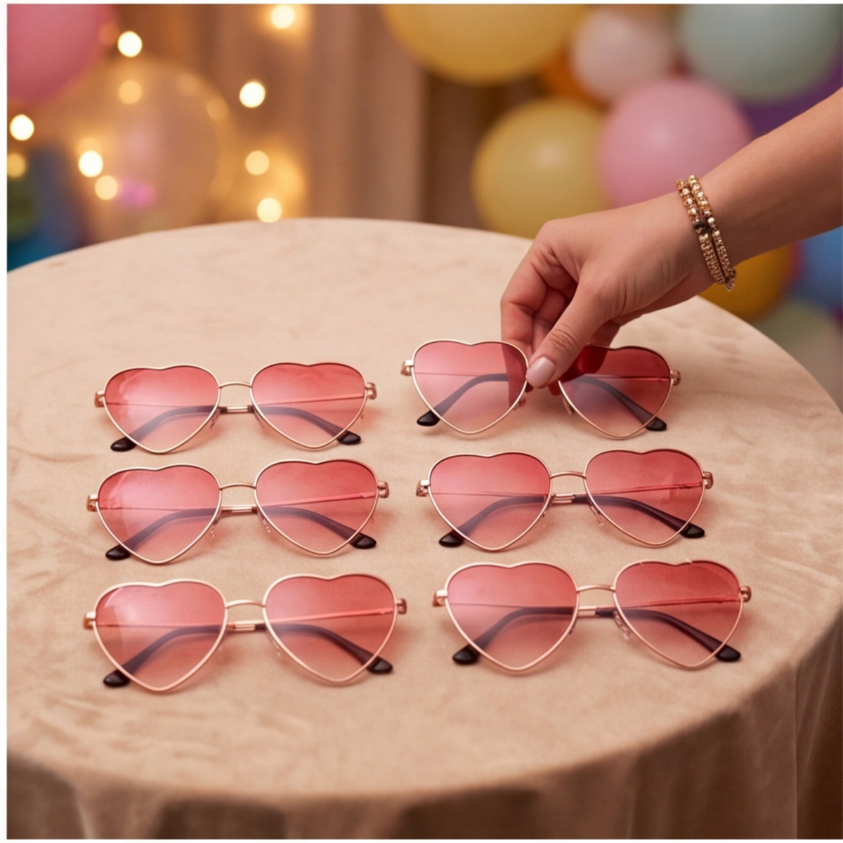 6-Piece Heart-Shaped Party Decoration Set, Festive Accessories For Weddings, Birthdays, And Celebrations—Party