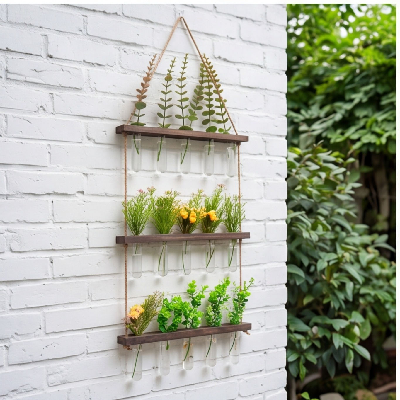 Set Of 15 Three-Tier Hanging Racks For Hydroponics With Glass Tubes, Wall Decoration For Plants—Party Accessor