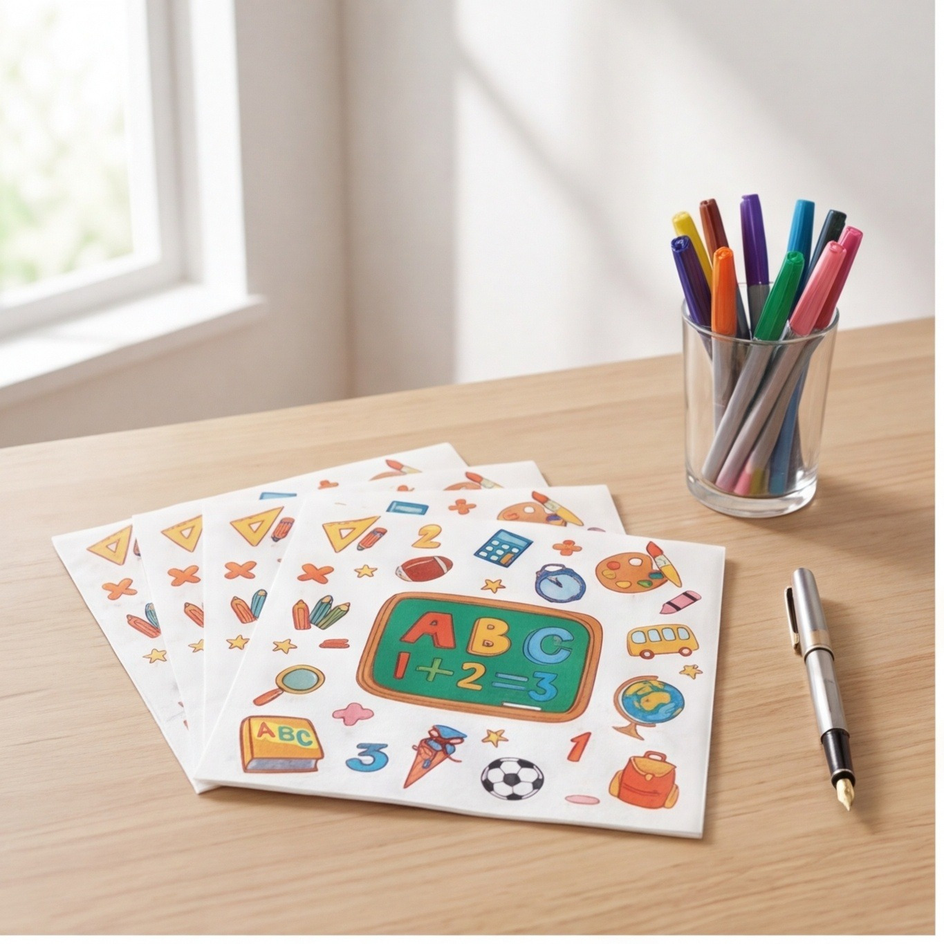 Back-to-School Napkins, White, 40 Count - Fun-themed Napkins For First-day-of-school Celebrations And School Parties—party Decorations